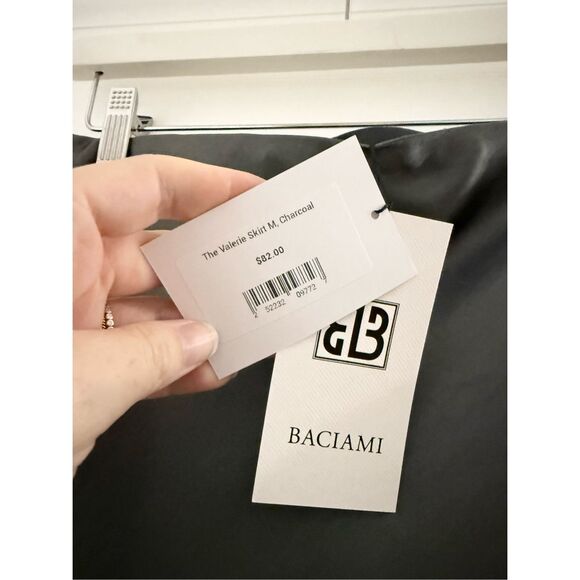 all:row Womens Charcoal Satin Baciami The Valerie Skirt Size Medium NWT - Picture 2 of 5